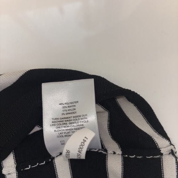 Express Sz Lg Nautical Boating Black White Striped Coastal Basic Sweater Crew - Picture 7 of 9